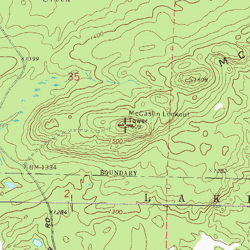 Topographic Map of McCaslin Lookout Tower, WI