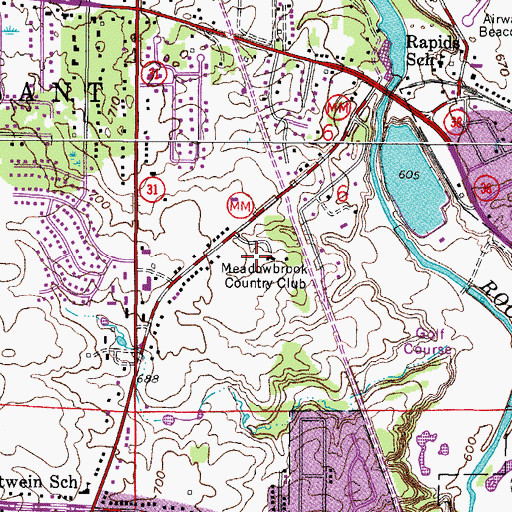 Topographic Map of Meadowbrook Country Club, WI