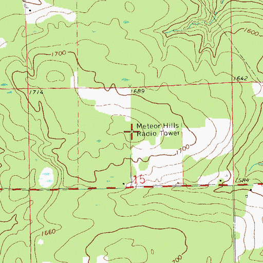 Topographic Map of Meteor Hills Radio Tower, WI