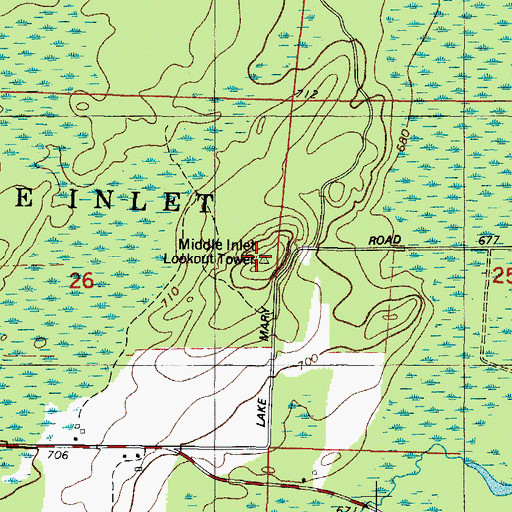 Topographic Map of Middle Inlet Lookout Tower, WI