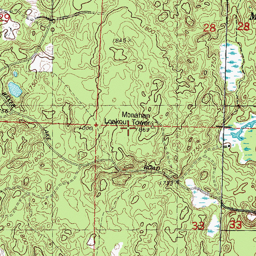 Topographic Map of Monahan Lookout Tower, WI