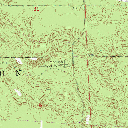 Topographic Map of Moquah Lookout Tower, WI