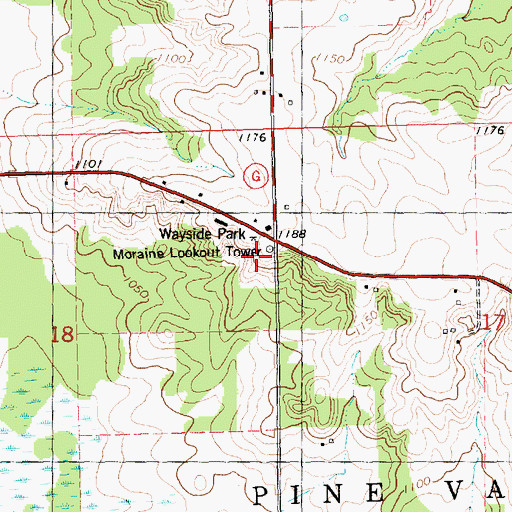 Topographic Map of Moraine Lookout Tower, WI