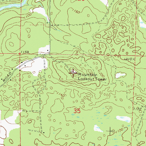 Topographic Map of Mountain Lookout Tower, WI