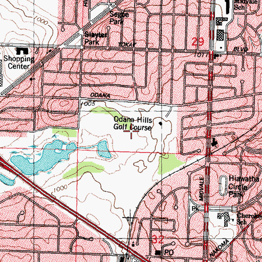 Topographic Map of Odana Hills Golf Course, WI