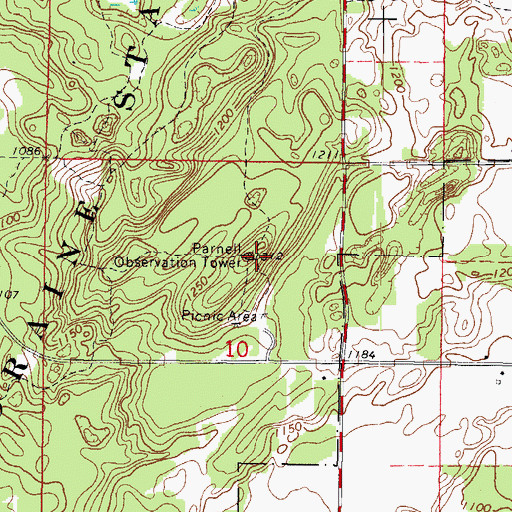 Topographic Map of Parnell Observation Tower, WI