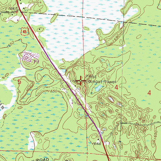 Topographic Map of Piehl Lookout Tower, WI