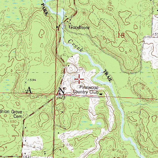 Topographic Map of Pinewood Country Club, WI