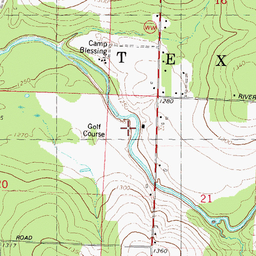 Topographic Map of Riverhills Country Club, WI