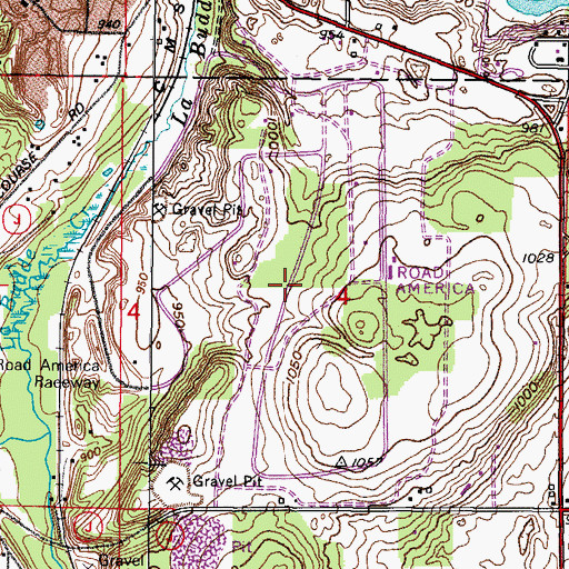 Topographic Map of Road America Raceway, WI