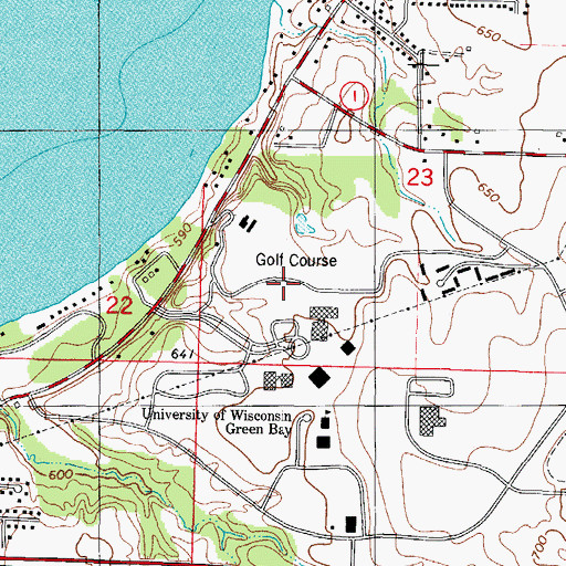 Topographic Map of Shorewood Golf Course, WI