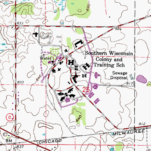Topographic Map of Southern Wisconsin Center for the Developmentally Disabled, WI