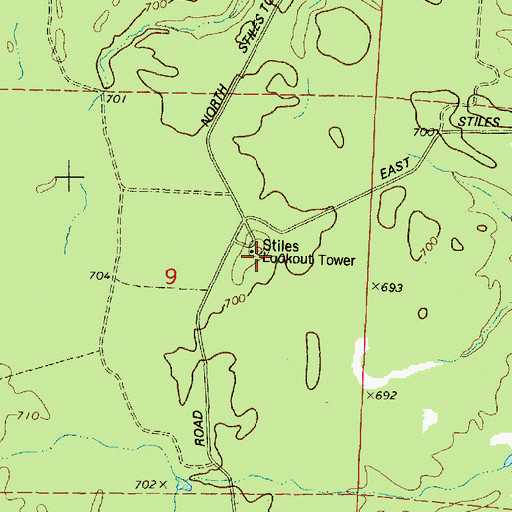 Topographic Map of Stiles Lookout Tower, WI