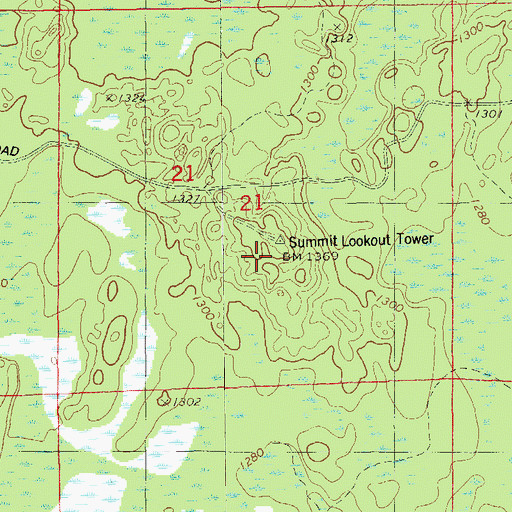 Topographic Map of Summit Lookout Tower, WI