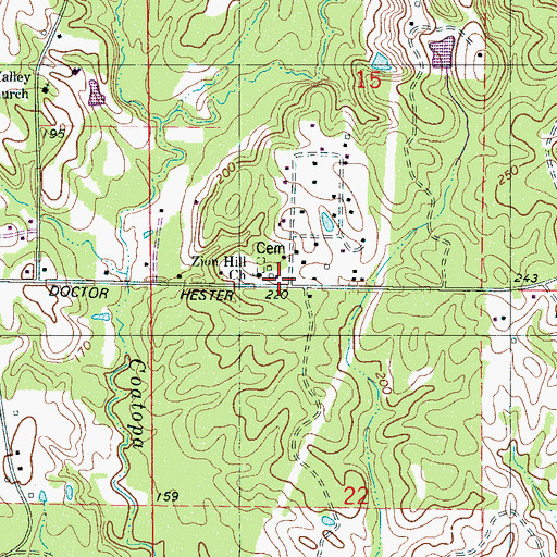 Topographic Map of Zion School (historical), AL