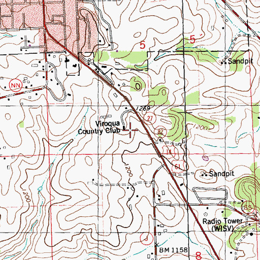 Topographic Map of Viroqua Country Club, WI