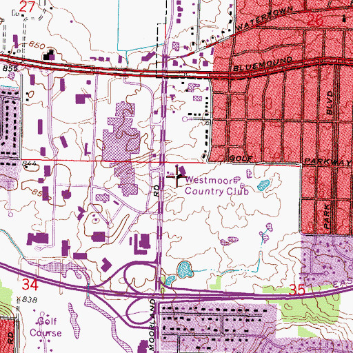 Topographic Map of Westmoor Country Club, WI