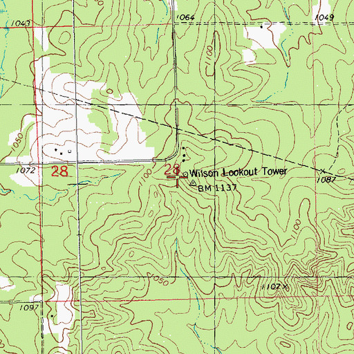 Topographic Map of Wilson Lookout Tower, WI