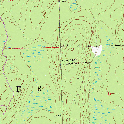 Topographic Map of Winter Lookout Tower, WI
