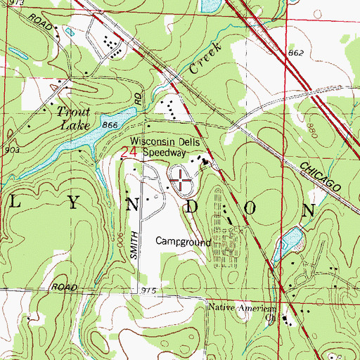Topographic Map of Wisconsin Dells Speedway, WI