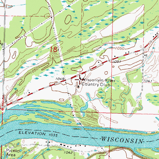 Topographic Map of Wisconsin River Country Club, WI