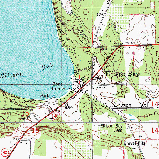 Topographic Map of Cedar Grove Resort, WI