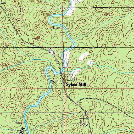Topographic Map of Sykes Mill (historical), AL