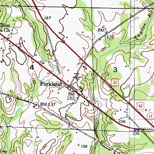 Topographic Map of Saint Johns Episcopal Church, AL