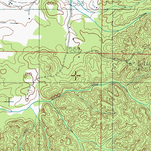 Topographic Map of Bowies Quarry, AL