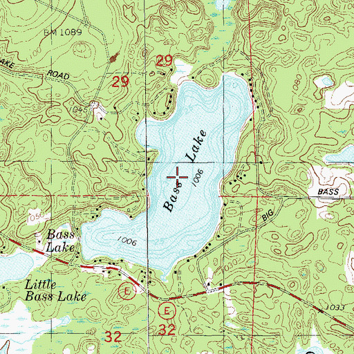 Topographic Map of Bass Lake, WI