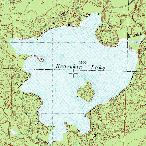 Topographic Map of Bearskin Lake, WI
