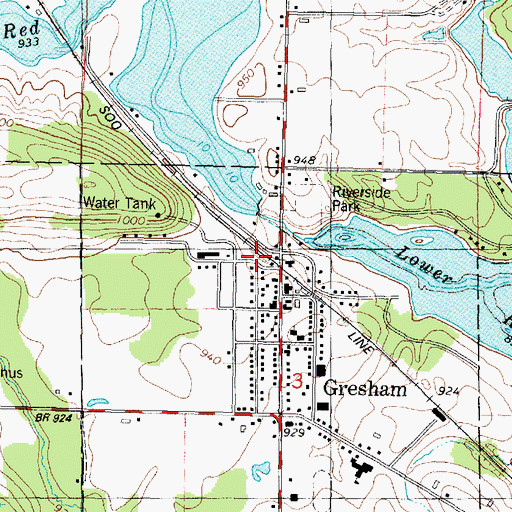 Topographic Map of Gresham, WI