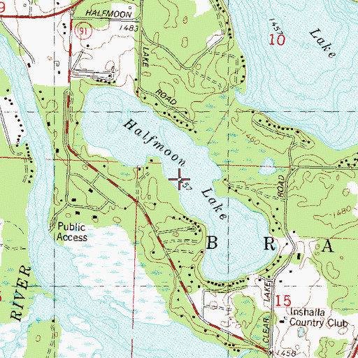 Topographic Map of Halfmoon Lake, WI