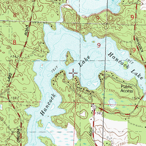 Topographic Map of Hancock Lake, WI