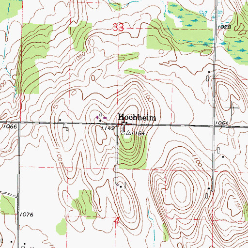 Topographic Map of Hochheim, WI