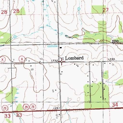 Topographic Map of Lombard, WI