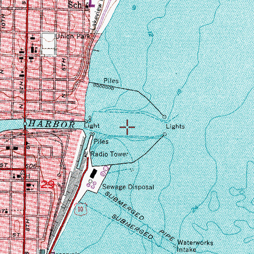 Topographic Map of Manitowoc Harbor, WI