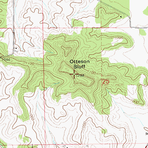 Topographic Map of Otteson Bluff, WI