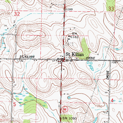 Topographic Map of Saint Kilian, WI