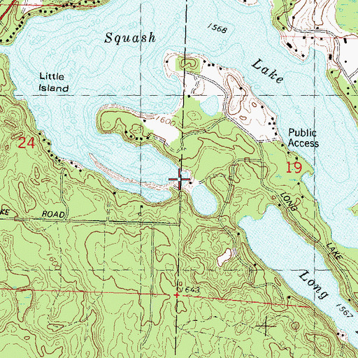 Topographic Map of Squash Lake, WI