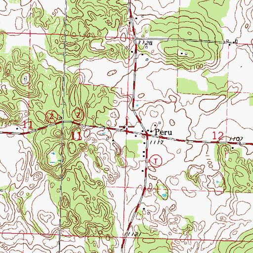 Topographic Map of Peru, WI