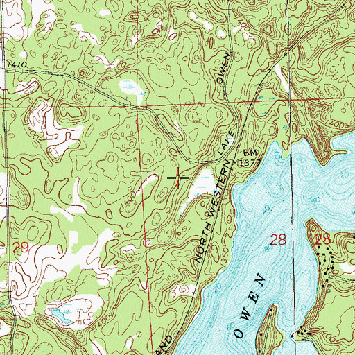 Topographic Map of Lake Owen, WI