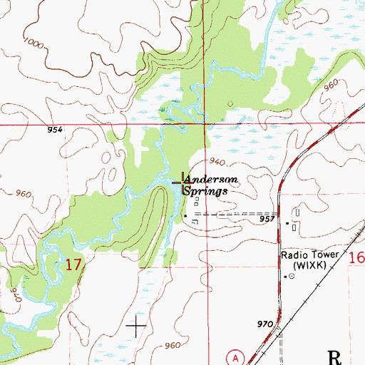 Topographic Map of Anderson Springs, WI