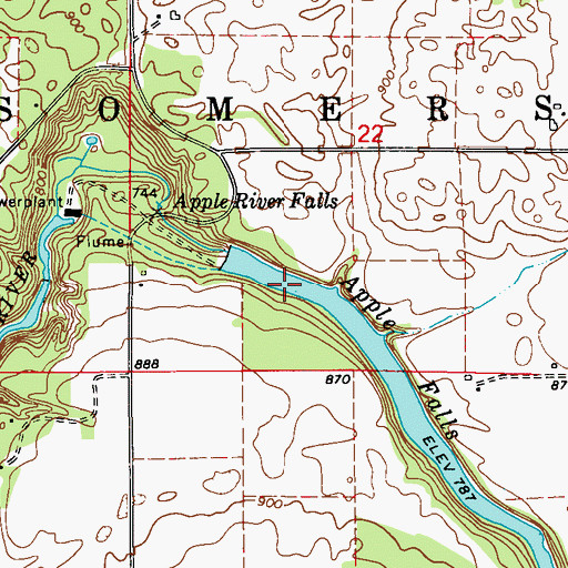 Topographic Map of Apple Falls Flowage, WI