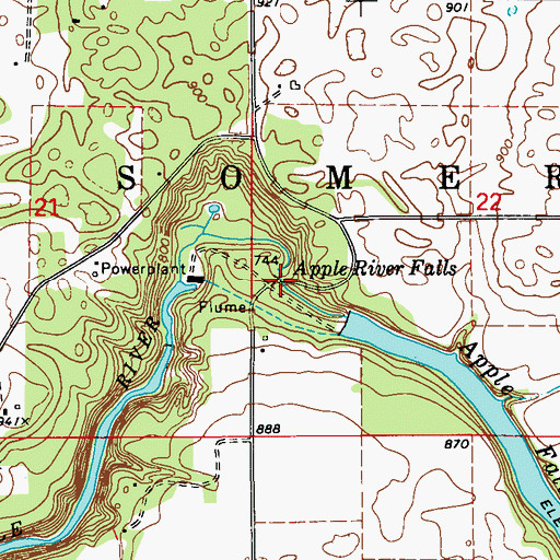 Topographic Map of Apple River Falls, WI