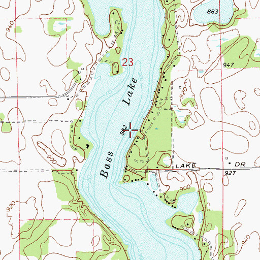 Topographic Map of Bass Lake, WI