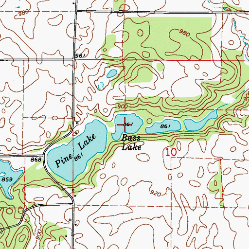 Topographic Map of Bass Lake, WI