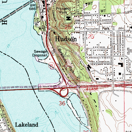 Topographic Map of Birkmose Park, WI