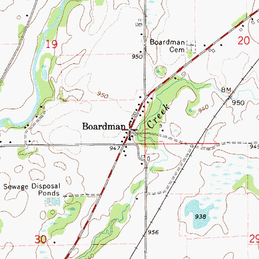Topographic Map of Boardman, WI