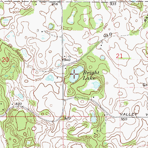 Topographic Map of Bright Lake, WI